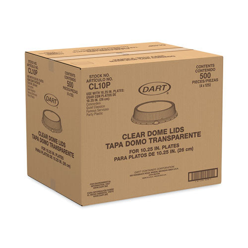 Image of Dart® Dome Covers, For 10" Disposable Plates, Clear, Plastic, 500/Carton
