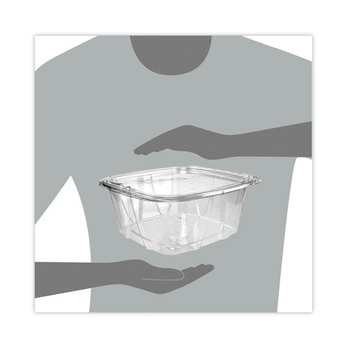 Image of Dart® ClearPac SafeSeal Tamper-Resistant/Evident Containers, Flat Lid, 64 oz, Clear, Plastic, 100/Bag, 2 Bags/Carton