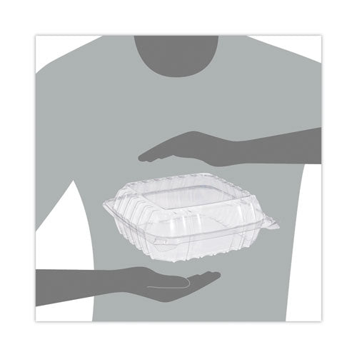 Image of Dart® ClearSeal Hinged-Lid Plastic Containers, 8.3 x 8.3 x 3, Clear, Plastic, 250/Carton