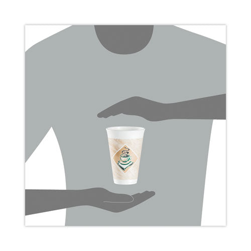 Image of Dart® Cafe G Foam Hot/cold Cups, 16 Oz, Brown/green/white, 1,000/carton