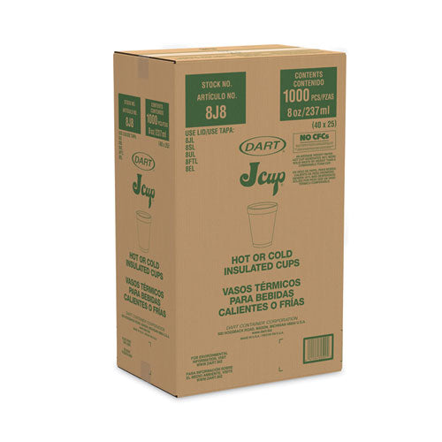 Image of Dart® Foam Drink Cups, 8 Oz, White, 25/bag, 40 Bags/carton