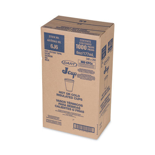 Image of Dart® Foam Drink Cups, 6 Oz, White, 25/bag, 40 Bags/carton