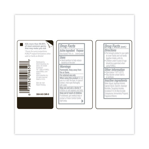 Image of PURELL® Advanced Hand Sanitizer Refreshing Gel, 2 oz, Flip-Cap Bottle, Clean Scent, 24/Carton