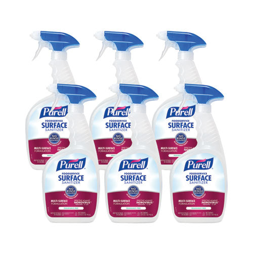 Image of PURELL® Foodservice Surface Sanitizer3, Fragrance Free, 32 oz Bottle with Spray Trigger Attached, 6/Carton