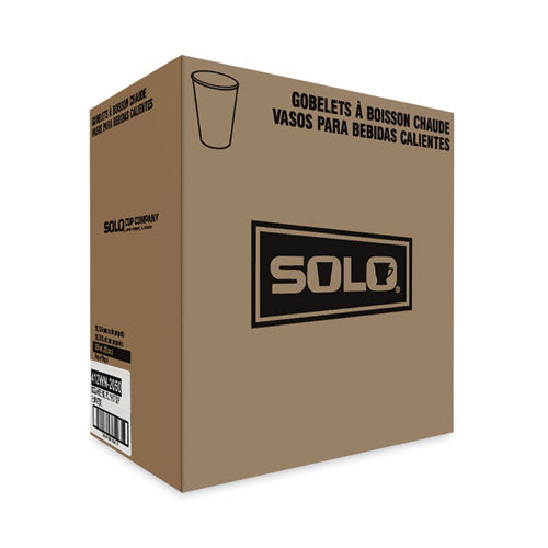 Image of SOLO® Single-Sided Poly Paper Hot Cups, 12 Oz, White, 50/bag, 20 Bags/carton