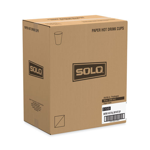 Image of SOLO® Paper Hot Drink Cups in Bistro Design, 3.54" Diameter x 3.61" h, 10 oz, Maroon, 1,000/Carton