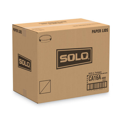 Image of SOLO® Spiral-Wound Paper Hot Cup Lids, Fits 16 oz Hot Cups, Paper, White, 25/Sleeve, 20 Sleeves/Carton