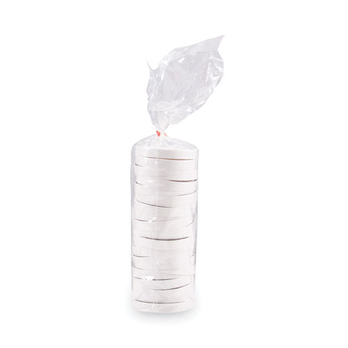 Image of SOLO® Paper Lids for Food Containers, For 32 oz Containers, Vented, 4.6" Diameter x 0.7" h, White, 25/Bag, 20 Bags/Carton