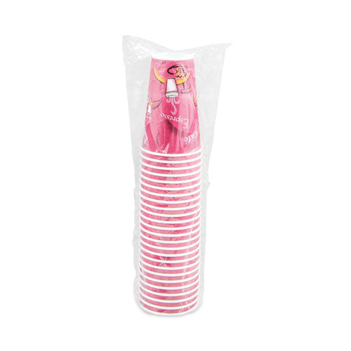 Image of SOLO® Paper Hot Drink Cups in Bistro Design, 16 oz, Maroon, 300/Carton