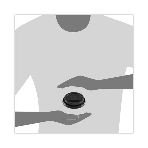 Image of SOLO® Solo Traveler Sip Through Lids for ThermoGuard Hot Cups, Fits 12 oz to 24 oz Hot Cups, Plastic, Black, 1,200/Carton