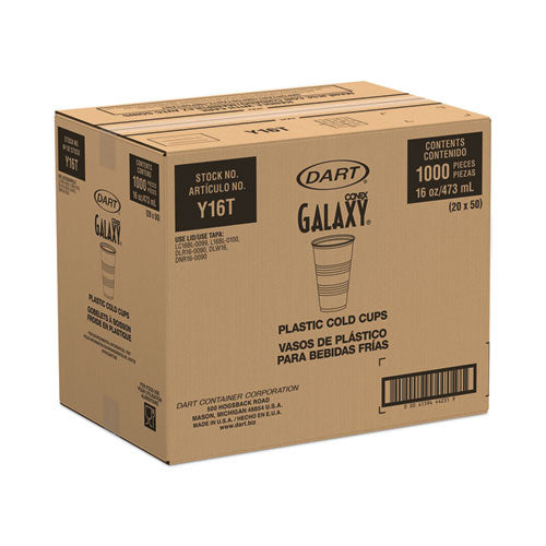 Image of Dart® High-Impact Polystyrene Cold Cups, 16 oz, Plastic, Translucent, 50/Pack