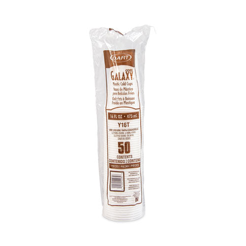 Image of Dart® High-Impact Polystyrene Cold Cups, 16 oz, Plastic, Translucent, 50/Pack