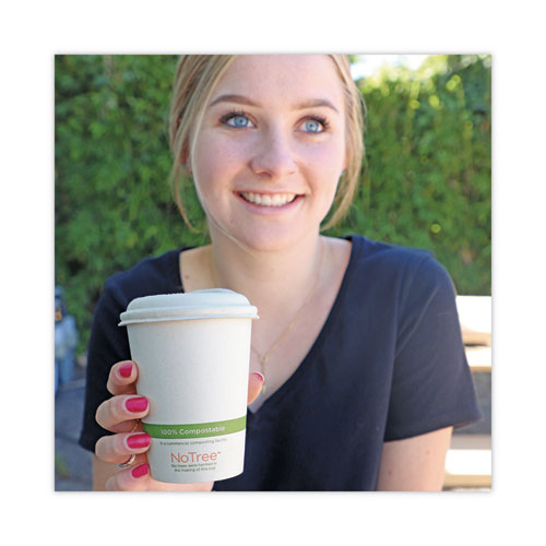 Image of World Centric® PLA Lids for Hot Cups, Fits 10 oz to 20 oz Hot Cups, Plastic, White, 1,000/Carton