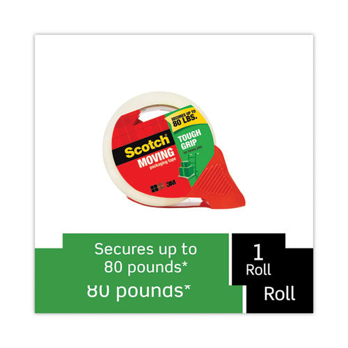 Image of Scotch® Tough Grip Moving Packaging Tape With Dispenser, 3" Core, 1.88" X 54.6 Yds, Clear