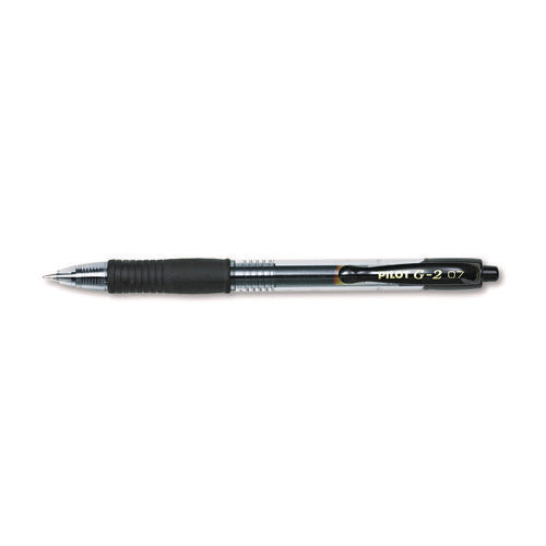 Image of Pilot® G2 Premium Gel Pen, Retractable, Fine 0.7 mm, Black Ink, Smoke/Black Barrel, 2/Pack