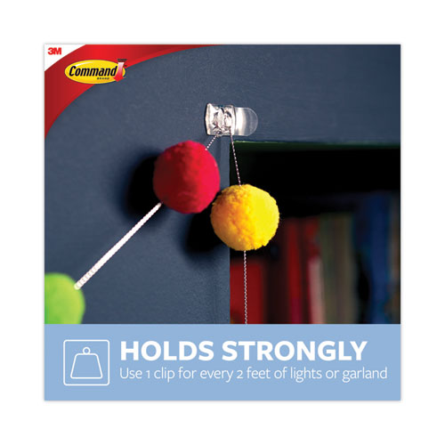 Image of Command Clear Hooks and Strips, Decorating Clips, Plastic, 0.1 lb Capacity, 20 Clips and 24 Strips/Pack