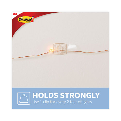 Image of Command Clear Hooks and Strips, Decorating Clips, Plastic, 0.15 lb Capacity, 40 Clips and 48 Strips/Pack