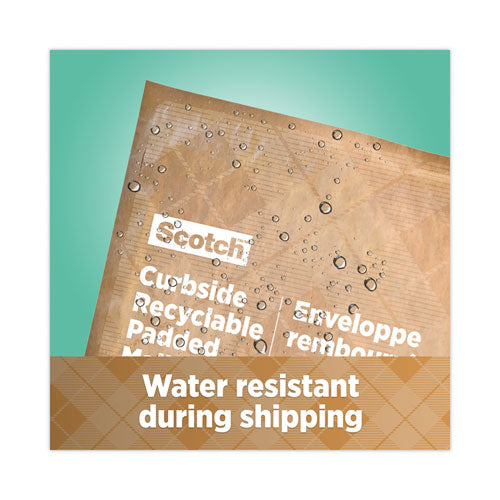 Image of Scotch Curbside Recyclable Padded Mailer, #6, Bubble Cushion, Self-Adhesive Closure, 13.75 x 20, Natural Kraft, 50/Carton