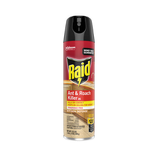 Image of Raid® Fragrance Free Ant and Roach Killer, 17.5 oz Aerosol Spray, 12/Carton