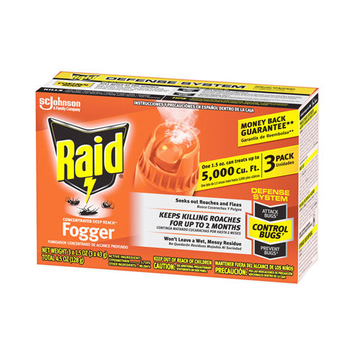 Image of Raid® Concentrated Deep Reach Fogger, 1.5 oz Aerosol Spray, 3/Pack, 12 Packs/Carton