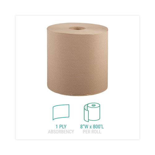 Image of Windsoft® Hardwound Roll Towels, 1-Ply, 8" x 800 ft, Natural, 6 Rolls/Carton