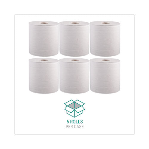 Image of Windsoft® Hardwound Roll Towels, 1-Ply, 8" x 800 ft, White, 6 Rolls/Carton