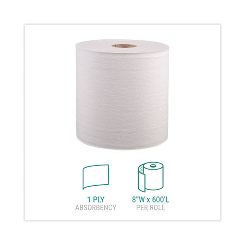 Image of Windsoft® Hardwound Roll Towels, 1-Ply, 8" x 800 ft, White, 6 Rolls/Carton