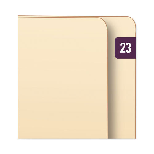 Image of Smead Yearly End Tab File Folder Labels, 23, 0.5 x 1, Purple, 25/Sheet, 10 Sheets/Pack