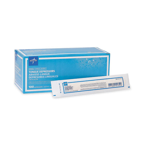 Image of Medline Sterile Tongue Depressors, Wood, 6" Long, 100/box