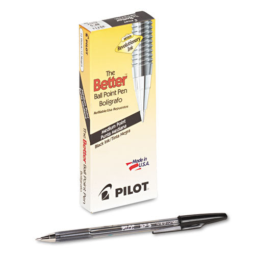 Image of Pilot® Better Ballpoint Pen, Stick, Medium 1 Mm, Black Ink, Smoke Barrel, Dozen