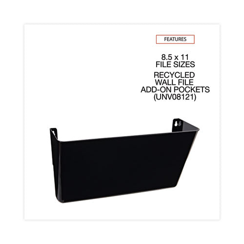 Image of Universal® Wall File Pockets, Plastic, Letter Size, 13" x 4.13" x 7", Black