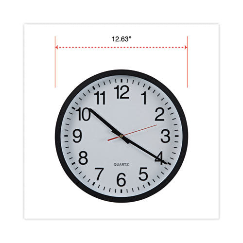 Image of Universal® Classic Round Wall Clock, 12.63" Overall Diameter, Black Case, 1 Aa (sold Separately)