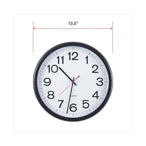 Image of Universal® Indoor/outdoor Round Wall Clock, 13.5" Overall Diameter, Black Case, 1 Aa (sold Separately)