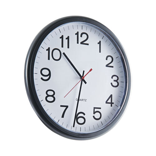 Image of Universal® Indoor/outdoor Round Wall Clock, 13.5" Overall Diameter, Black Case, 1 Aa (sold Separately)