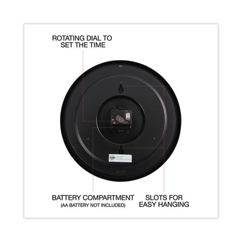 Image of Universal® Indoor/outdoor Round Wall Clock, 13.5" Overall Diameter, Black Case, 1 Aa (sold Separately)