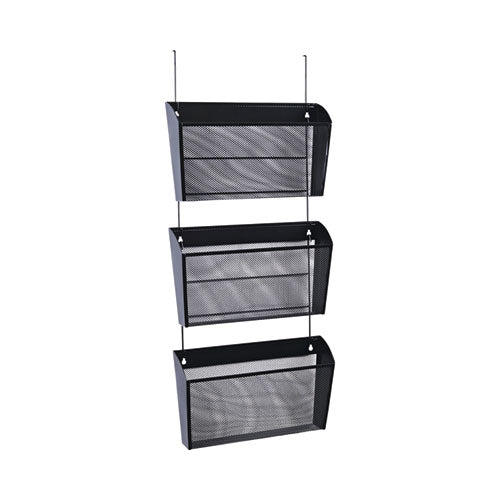 Image of Universal® Mesh Three-Pack Wall Files, 3 Sections, Letter Size, 14.13" x 3.38" x 8.5", Black