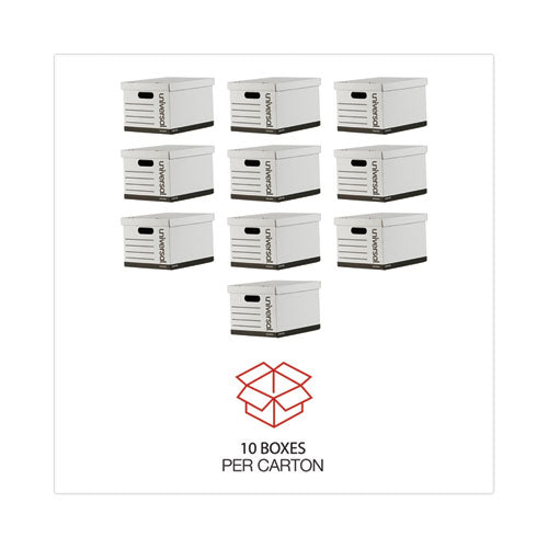 Image of Universal® Basic-Duty Economy Record Storage Boxes, Letter/legal Files, 12" X 15" X 10", White, 10/carton