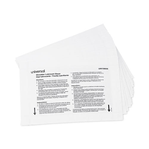 Image of Universal® Shredder Lubricant Sheets, 8.4 x 5.9, 24 Sheets/Pack
