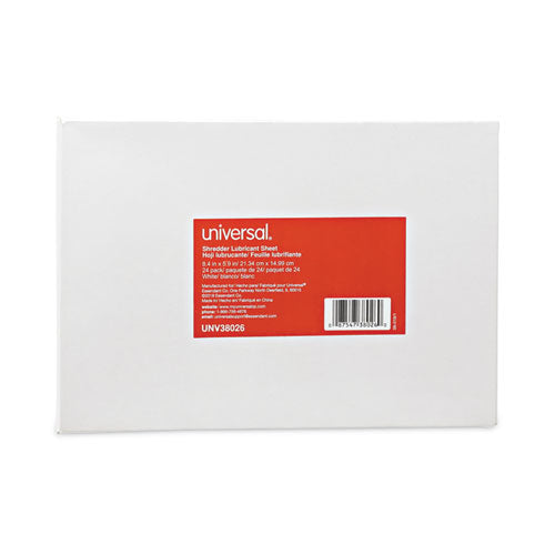 Image of Universal® Shredder Lubricant Sheets, 8.4 x 5.9, 24 Sheets/Pack