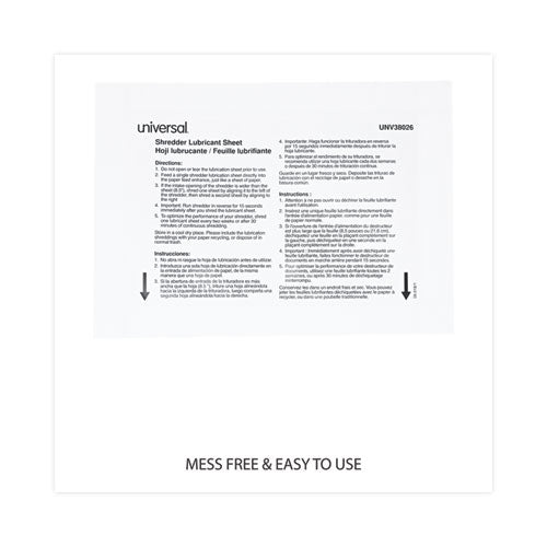 Image of Universal® Shredder Lubricant Sheets, 8.4 x 5.9, 24 Sheets/Pack