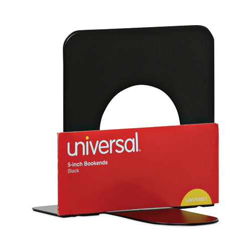 Image of Universal® Economy Bookends, Standard, 4.75 x 5.25 x 5, Heavy Gauge Steel, Black, 1 Pair