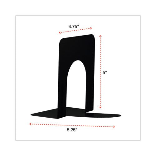 Image of Universal® Economy Bookends, Nonskid, 4.75 x 5.25 x 5, Heavy Gauge Steel, Black, 1 Pair