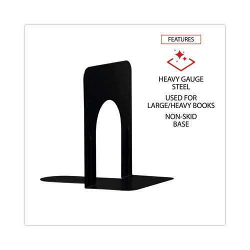 Image of Universal® Economy Bookends, Nonskid, 4.75 x 5.25 x 5, Heavy Gauge Steel, Black, 1 Pair