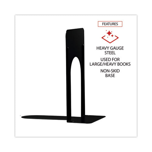 Image of Universal® Economy Bookends, Nonskid, 5.88 x 8.25 x 9, Heavy Gauge Steel, Black, 1 Pair