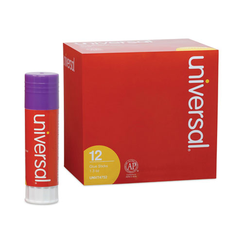 Image of Universal® Glue Stick, 1.3 Oz, Applies Purple, Dries Clear, 12/pack