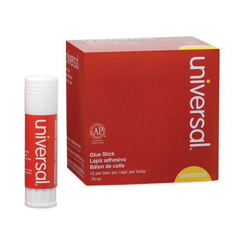 Image of Universal® Glue Stick, 0.74 Oz, Applies And Dries Clear, 12/pack