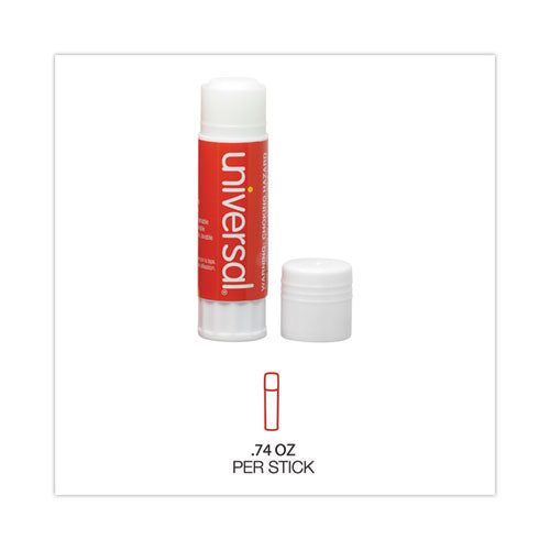 Image of Universal® Glue Stick, 0.74 Oz, Applies And Dries Clear, 12/pack
