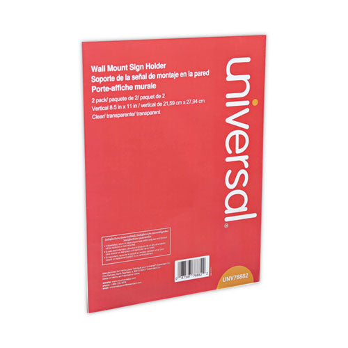 Image of Universal® Wall Mount Sign Holder, 8.5 x 11, Vertical, Clear
