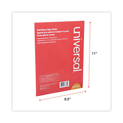 Image of Universal® Wall Mount Sign Holder, 8.5 x 11, Vertical, Clear