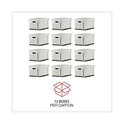 Image of Universal® Heavy-Duty Fast Assembly Lift-Off Lid Storage Box, Letter/legal Files, White, 12/carton